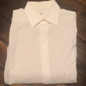 Brioni Men’s white cotton and linen dress shirt